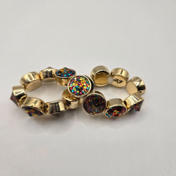 Betsey Johnson Gold Tone Rainbow Sparkle Glitter Bracelet - Picture 3 of 4